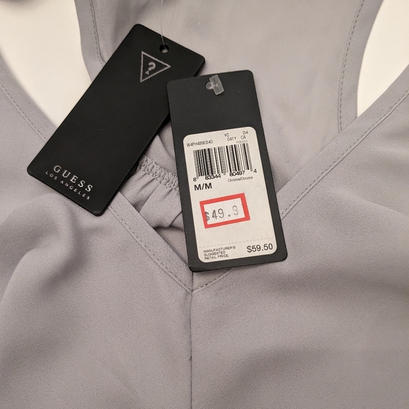 Guess Light Gray  Tank Top Ruffle Detail Women's Size M NWT - Picture 6 of 9